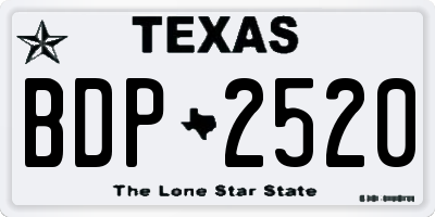 TX license plate BDP2520
