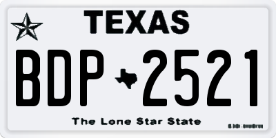 TX license plate BDP2521
