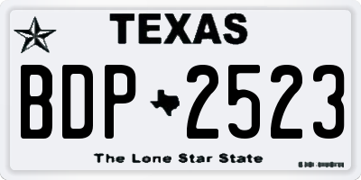 TX license plate BDP2523