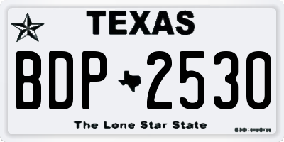 TX license plate BDP2530
