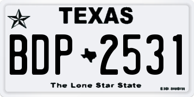 TX license plate BDP2531
