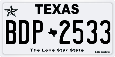 TX license plate BDP2533