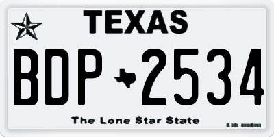 TX license plate BDP2534