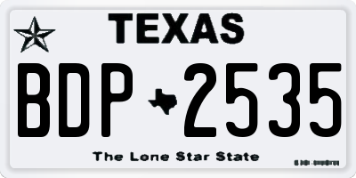 TX license plate BDP2535