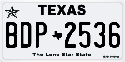 TX license plate BDP2536