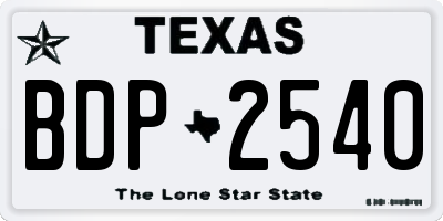 TX license plate BDP2540