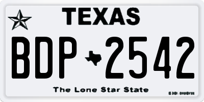 TX license plate BDP2542