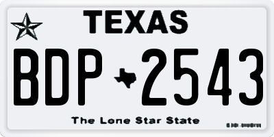 TX license plate BDP2543