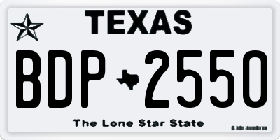 TX license plate BDP2550
