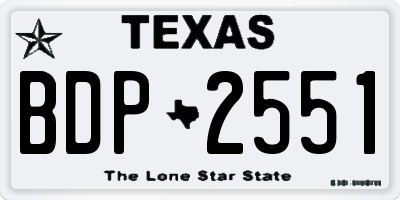 TX license plate BDP2551