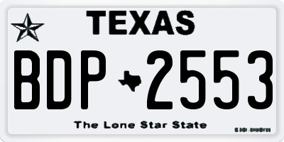TX license plate BDP2553