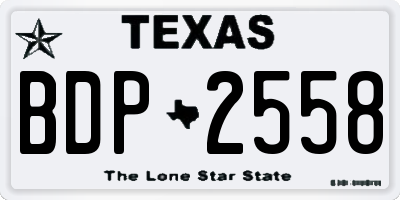 TX license plate BDP2558