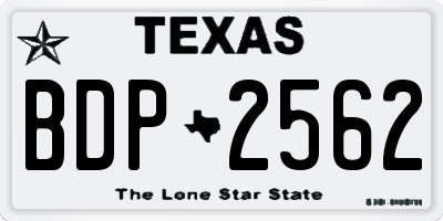 TX license plate BDP2562