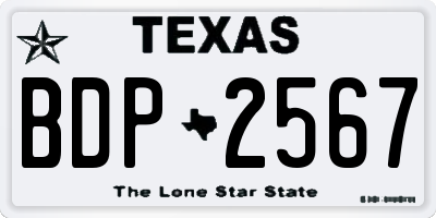 TX license plate BDP2567