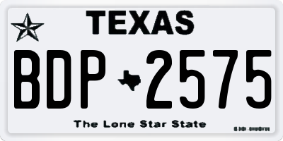 TX license plate BDP2575