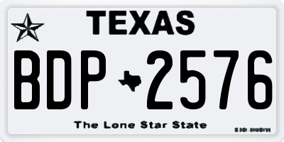 TX license plate BDP2576