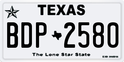 TX license plate BDP2580