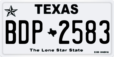 TX license plate BDP2583