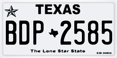 TX license plate BDP2585