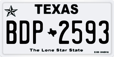 TX license plate BDP2593