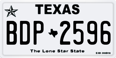 TX license plate BDP2596