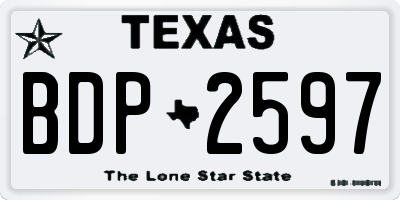 TX license plate BDP2597