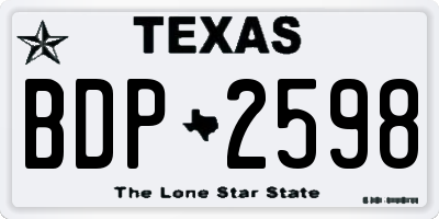 TX license plate BDP2598