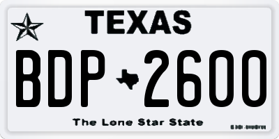 TX license plate BDP2600