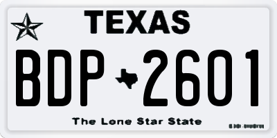 TX license plate BDP2601