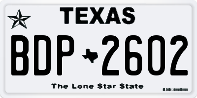 TX license plate BDP2602