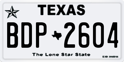 TX license plate BDP2604