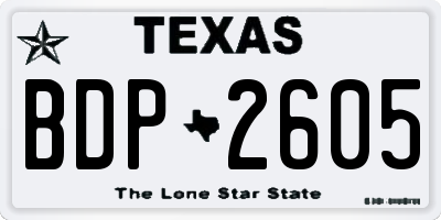 TX license plate BDP2605