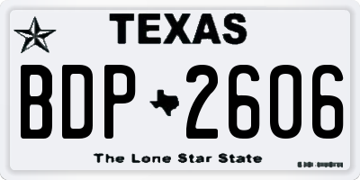 TX license plate BDP2606