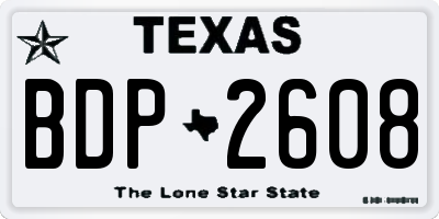 TX license plate BDP2608