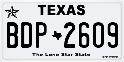 TX license plate BDP2609