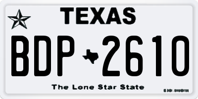 TX license plate BDP2610