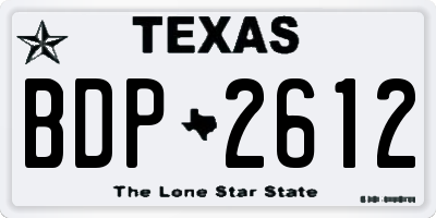 TX license plate BDP2612