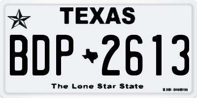 TX license plate BDP2613
