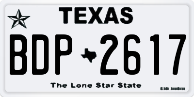 TX license plate BDP2617