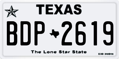 TX license plate BDP2619