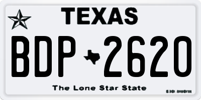 TX license plate BDP2620