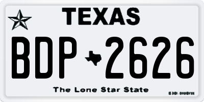 TX license plate BDP2626