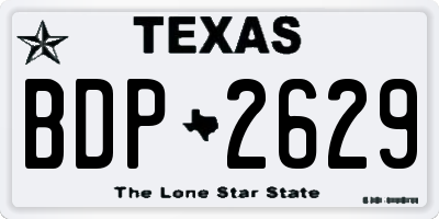 TX license plate BDP2629