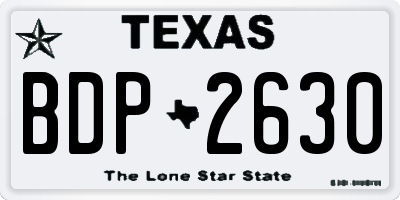 TX license plate BDP2630