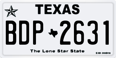 TX license plate BDP2631