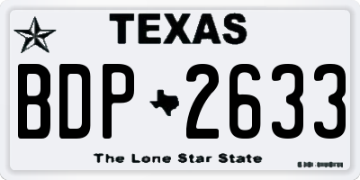 TX license plate BDP2633