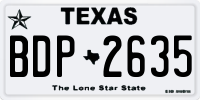TX license plate BDP2635