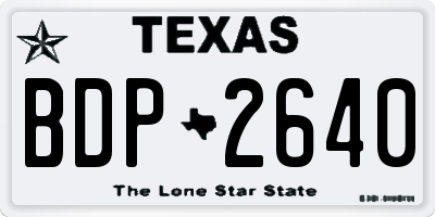 TX license plate BDP2640