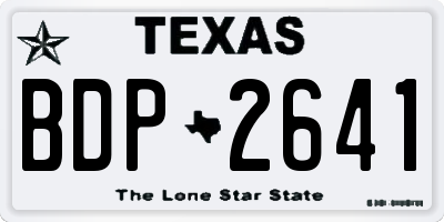 TX license plate BDP2641