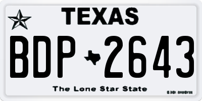TX license plate BDP2643